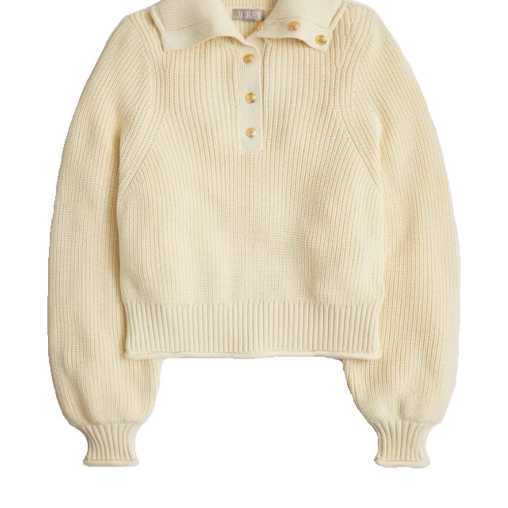 Ribbed cotton button-collar sweater